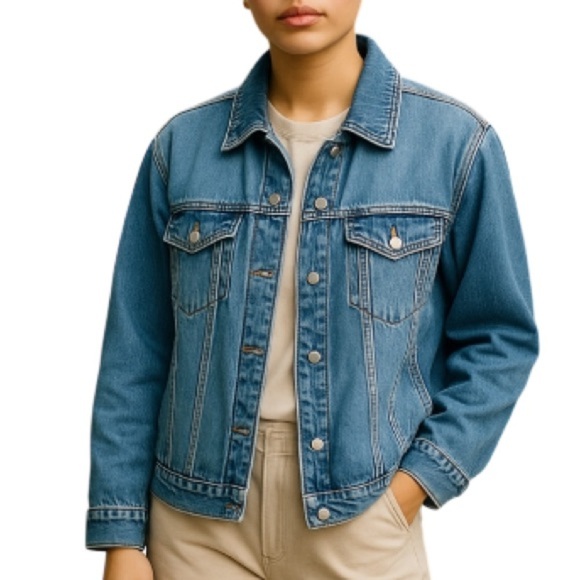 VINTAGE 90’s Cotton Ginny Plus Medium Wash Jean Jacket Fade Wash Loose 1X (S) - Picture 1 of 11